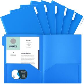 Henoyso 36 Pcs 2 Pocket Plastic Folders Heavy Duty Binder Folders with Labels School Folders Business Card Holder for Office Home Business, 11.61 x 9.45 Inches, Blue