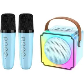 Kids Karaoke Machine for Girls and Boys, Portable Bluetooth Speaker with 2 Wireless Microphones, Birthday Gifts for Girls Ages 3-15, Pink