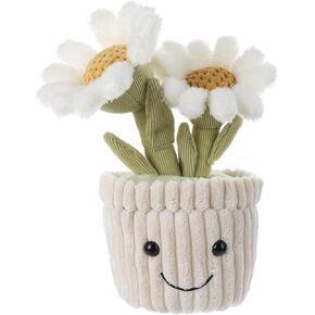 لعبة Plush Plant Plush Soft Soft Daisy ، وعاء أخضر محشو ، Kawaii Plushie للأطفال 10 بوصات