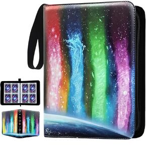 Premium 400 Pockets Trading Card Binder,4 Pocket Cards Collect Albums Book Holder with Zipper and 50 Removable Sleeves,for Game Sport Cards