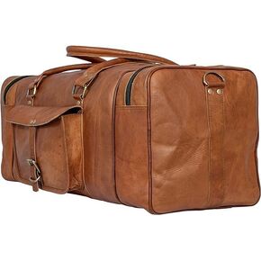 -"Harvey" Genuine Leather Holdall Duffel Gym Weekender Luggage Travel Shoulder Vintage Bag Unisex Brown (28'' INCH)…