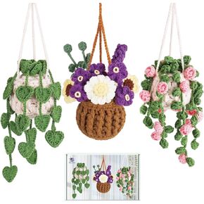 Crochetta Crochet Kit for Beginners, Crochet Kit with Step-by-Step Video Tutorials, Learn to Crochet Kit for Adults Kids, Knitting Craft Supplies, Hanging Plants Home Decor(40%+ Yarn)