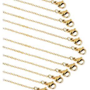 20 Pack Necklace Chains Bulk 1.5mm Gold Gold Plated Alloy Cable Links Chains, Stainless Steel Chain for Jewelry Making, Stainless Steel Cable Chain Necklace Bulk, Gold Plated Thin Chains(18 Inches)