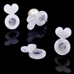 Earring Lifter Backs,Replacements Rubber Earring Backs for Droopy Ears 4PCS Plastic Flower&Heart Locking Earring Support Backings for Heavy Earrings Comfortable Earring Backers for Studs (White H&F)