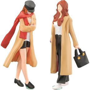1/64 Resin Figure Diorama Hand-Painted Figure Model Street Long Hair Trench Coat Standing Handbag Girl Trench Coat Girl Combination
