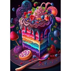 RICUVED Colorful Diamond Art Kits, Cake Diamond Art Kits for Adults 5D, Diamond Art DIY Full Round Drill Gem Dots Art and Crafts for Gift Home Wall Decor 12x16Inch/30x40cm