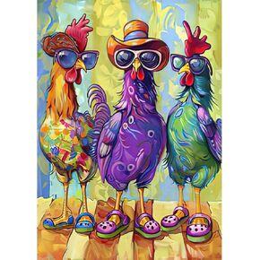 Auremi 5D Rooster Diamond Painting Kits, Cartoon Diamond Art Painting Kits for Adults DIY Full Drill Diamond Dots Crystal Craft Kits for Home Wall Decor Gifts 12x16 inch