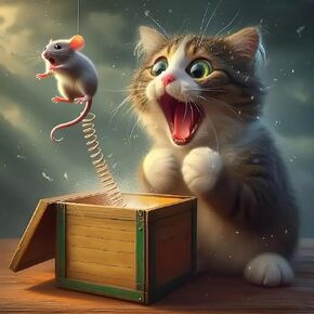 LWZays 5D Cat and Mouse Diamond Art Kits للبالغين ، مجموعات الطلاء Diy Surprise Diamond للمبتدئين ، مليئة بنقاط مستديرة فن الماس والحرف Pefect لديكور الجدار المنزلي (35 * 35 سم)