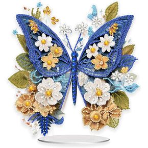 Eiflow Tabletop Diamond Art Painting Kit Butterfly, 9.5x9.9inch Stand Up Gem Painting Art Kit for Adults, DIY Special Drill Diamond Desktop Placement Ornament