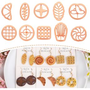 Puocaon Dessert Polymer Clay Cutters - 10 Pcs Clay Cutters for Polymer Clay Jewelry, Cute Bread Shape Clay Cutters for Earrings,Croissant Polymer Clay Cutters for Jewelry, Bakery Clay Earring Cutters