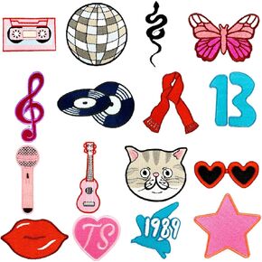 16pcs Music Singer Iron/Sew on Patches, Musician Fashion Embroidered Applique, Cool Cute Decoration Stickers for Clothes, Hat, Backpack, Jeans, Dress