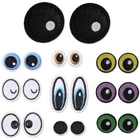 Iron On Patches, 10 Pairs Assorted Embroidered Eyes Patches for Crafts, Cartoon Eyes Iron On Sew On Applique Accessories for Clothes Jeans Backpacks Jackets Pants Hats