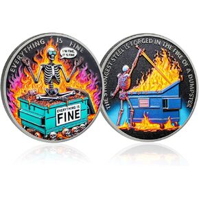 CHURYUML 10Pcs Dumpster Fire Challenge Coin Desk Accessories Hilarious Motivational Token Funny Inspirational Office Gifts for Coworkers Colleagues Men Women Unique Workplace Memorabilia