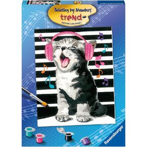 Ravensburger Singing Kitten Paint by Numbers Kit for Children - Painting Arts and Crafts for Kids Age 12 Years Up