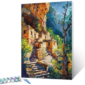 Tucocoo Glen Canyon Paint by Numbers Kits 16x20 inch Canvas DIY Oil Painting for Adults with Brushes and Acrylic Pigment, Lake Powell and Reflection Landscape Pictures for Home Decor (Without Frame)
