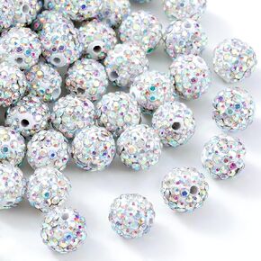 100 Pcs 10mm Rhinestone Beads Clay Beads Disco Ball Polymer Crystal Beads for DIY Crafting Decorations Bracelet Necklace Jewelry Making (Mix)