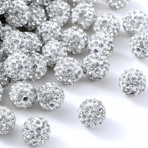 100 PCS 10MM Rhinestone Beads Clay Clay Beads Disco Ball Polymer Crystal Beads for DIY صياغة سوار القلادة صنع المجوهرات (مزيج)
