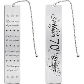 Jzxwan Happy 70th Birthday Gifts for Women Men, 70 Year Old Birthday Bookmark Gift for Male Female, 70 Birthday Decorations