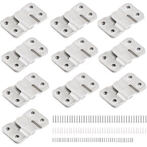 [10 Pairs Large] Interlocking Flush Mount Brackets, Stainless Steel Heavy Picture Hanging Hardware, Hanging Buckle Wall Hanger, Frame Hooks for Showdow Box, Jersey Frame Display Case (Silver)