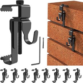 Stainless Steel Brick Clips - 2.0-3.0 Inch Adjustable Brick Hangers, Heavy Duty Brick Hooks for Hanging Pictures, Lights, Plants, No Drill, No Wall Damage,8 Pack
