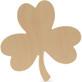 St Patricks Day Decorations, Unfinished Wood Shamrock Cutout, 16 Inches, Wooden Clover Décor, Pack of 1, by Woodpeckers
