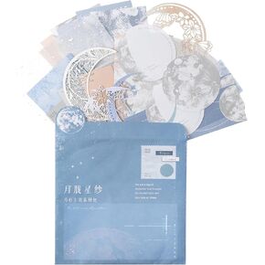 63 PCS Scrap Booking Supples Kit, Moon Embellishment Scrapbook Paper for Journaling Supplies, Material Papers Pack for Art Journaling Planners Collage Decoupage Crafter Gifts