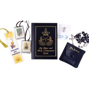 First Communion Gifts for Boys with Rosary, Prayer Book, Scapular, Lapel Pin and Bookmark