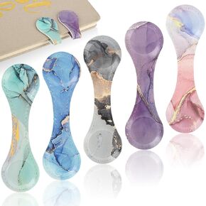 5Pcs Magnetic Bookmarks, Marble Leather Magnetic Bookmarks for Women, Double-Sided Magnetic Book Mark Clip Book Accessories Gift for Book Lover Readers Men Women Teachers Students