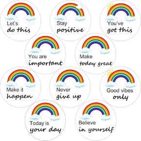 50pcs Positive Sayings Accents Boho Rainbow Motivational Classroom Cutouts Decors Growth Mindset Chips Inspirational Quotes Bulletin Board Class Door Decorations