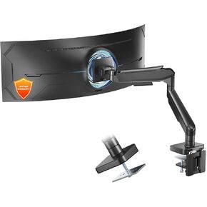 Heavy Duty Monitor-Arm for 17"-49" Ultrawide - Aluminum Full Motion Single Monitor Arm Desk Mount for Office & Gaming, Adjustable Gas Spring, Ergonomic, VESA 75/100 mm, Max Load 44lbs, Black