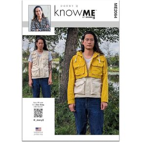 Know Me Men's Crop Jacket and Vest Sewing Pattern Packet by Donny Q, Design Code ME2064, Sizes 44-46-48-50-52, Multicolor