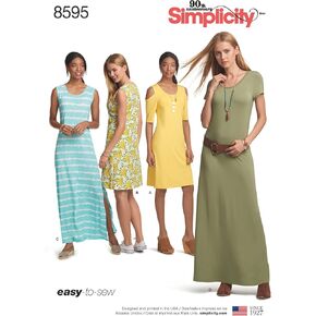 البساطة US8595AS سهلة ركبة المرأة وطول الأرضية أنماط خياطة متماسكة ، أحجام XS-XL