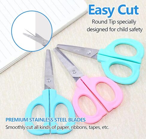 Kids safety art scissors-2 Pac, blunt headed scissors with stainless steel blades and plastic handles, 2 pieces (pink+blue) in Saudi Arabia