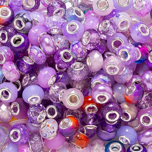 ZHIYUXI 200PCS 12Styles European Large Hole Assorted Beads Bulk for Jewelry Making Rhinestone Big Hole Spacer Lampwork Murano Glass Beads for Charms Bracelet Making Necklace DIY Craft in Saudi Arabia