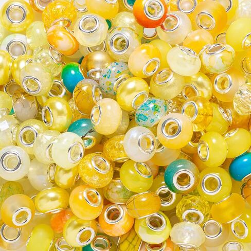 ZHIYUXI 200PCS 12Styles European Large Hole Assorted Beads Bulk for Jewelry Making Rhinestone Big Hole Spacer Lampwork Murano Glass Beads for Charms Bracelet Making Necklace DIY Craft in Saudi Arabia