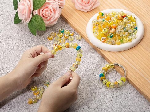 ZHIYUXI 200PCS 12Styles European Large Hole Assorted Beads Bulk for Jewelry Making Rhinestone Big Hole Spacer Lampwork Murano Glass Beads for Charms Bracelet Making Necklace DIY Craft in Saudi Arabia