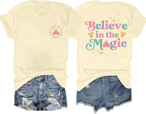 Womens Happiest Place on Earth Shirts Vintage Tshirts Summer Oversized Graphic Tee Family Outfits in Saudi Arabia