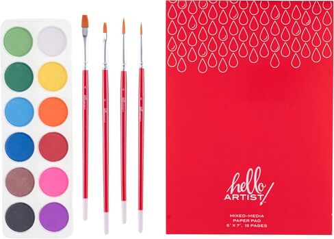 Hello, Artist! Watercolor Set 17 Pieces, 12 Colors, Assorted in Saudi Arabia