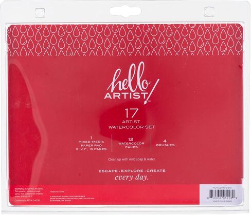 Hello, Artist! Watercolor Set 17 Pieces, 12 Colors, Assorted in Saudi Arabia