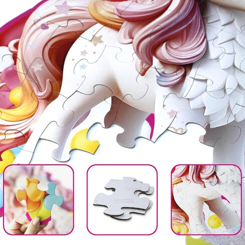 MOMO&LYCHEE Unicorn Floor Puzzles,46 Pieces Jigsaw Puzzles Puzzles for Kids Ages 4-6,Large Puzzles Toys for Toddler Gift in Saudi Arabia