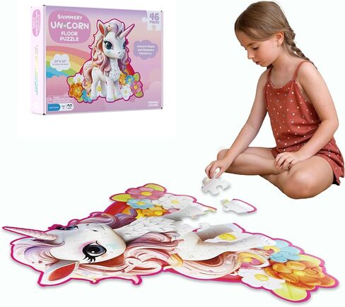 MOMO&LYCHEE Unicorn Floor Puzzles,46 Pieces Jigsaw Puzzles Puzzles for Kids Ages 4-6,Large Puzzles Toys for Toddler Gift in Saudi Arabia