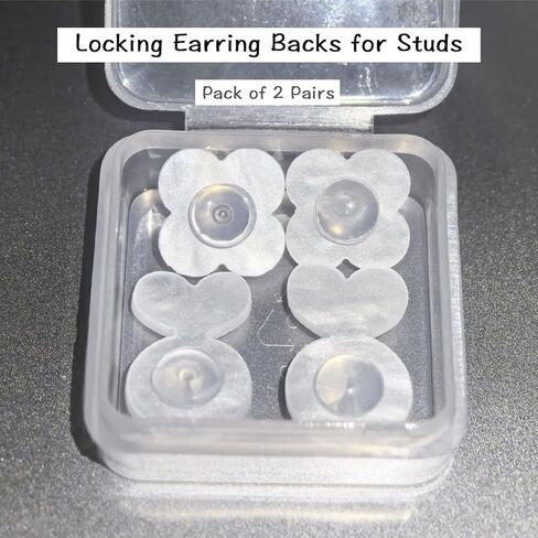 Earring Lifter Backs,Replacements Rubber Earring Backs for Droopy Ears 4PCS Plastic Flower&Heart Locking Earring Support Backings for Heavy Earrings Comfortable Earring Backers for Studs (White H&F) in Kuwait