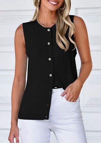 PRETTYGARDEN Sweater Vest Women Summer Tank Tops 2025 Sleeveless Button Down Trendy Clothes Business Casual Knit Outfits in Kuwait