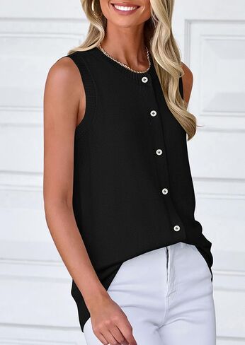 PRETTYGARDEN Sweater Vest Women Summer Tank Tops 2025 Sleeveless Button Down Trendy Clothes Business Casual Knit Outfits in Kuwait