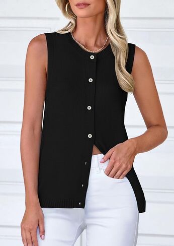 PRETTYGARDEN Sweater Vest Women Summer Tank Tops 2025 Sleeveless Button Down Trendy Clothes Business Casual Knit Outfits in Kuwait