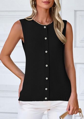 PRETTYGARDEN Sweater Vest Women Summer Tank Tops 2025 Sleeveless Button Down Trendy Clothes Business Casual Knit Outfits in Kuwait