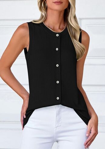 PRETTYGARDEN Sweater Vest Women Summer Tank Tops 2025 Sleeveless Button Down Trendy Clothes Business Casual Knit Outfits in Kuwait