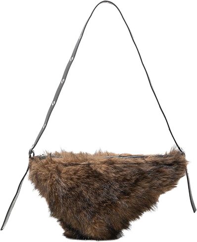 MakeMeChic Women's Faux Fur Top Handle Triangle Shoulder Handbag Teddy Plush Purse Y2K Tote Bag in Saudi Arabia