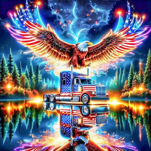 Independence day Diamond Painting Kits for Adults, 250th Anniversary Diamond Art Kits for Adults, Round Full Drill Diamond Dots DIY Eagle Gem Painting Picture Crafts Home Wall Decor 12x16 Inch in Kuwait