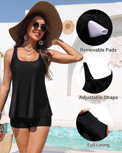 ملابس السباحة النسائية Flowy Tankini - بدلة السباحة قطعتين مع شورت 2025 ملابس السباحة in Kuwait